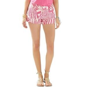 Lilly‎ Pulitzer Women 2 Shorts Pink & White Callahan 5" Yacht Sea Print Nautical
